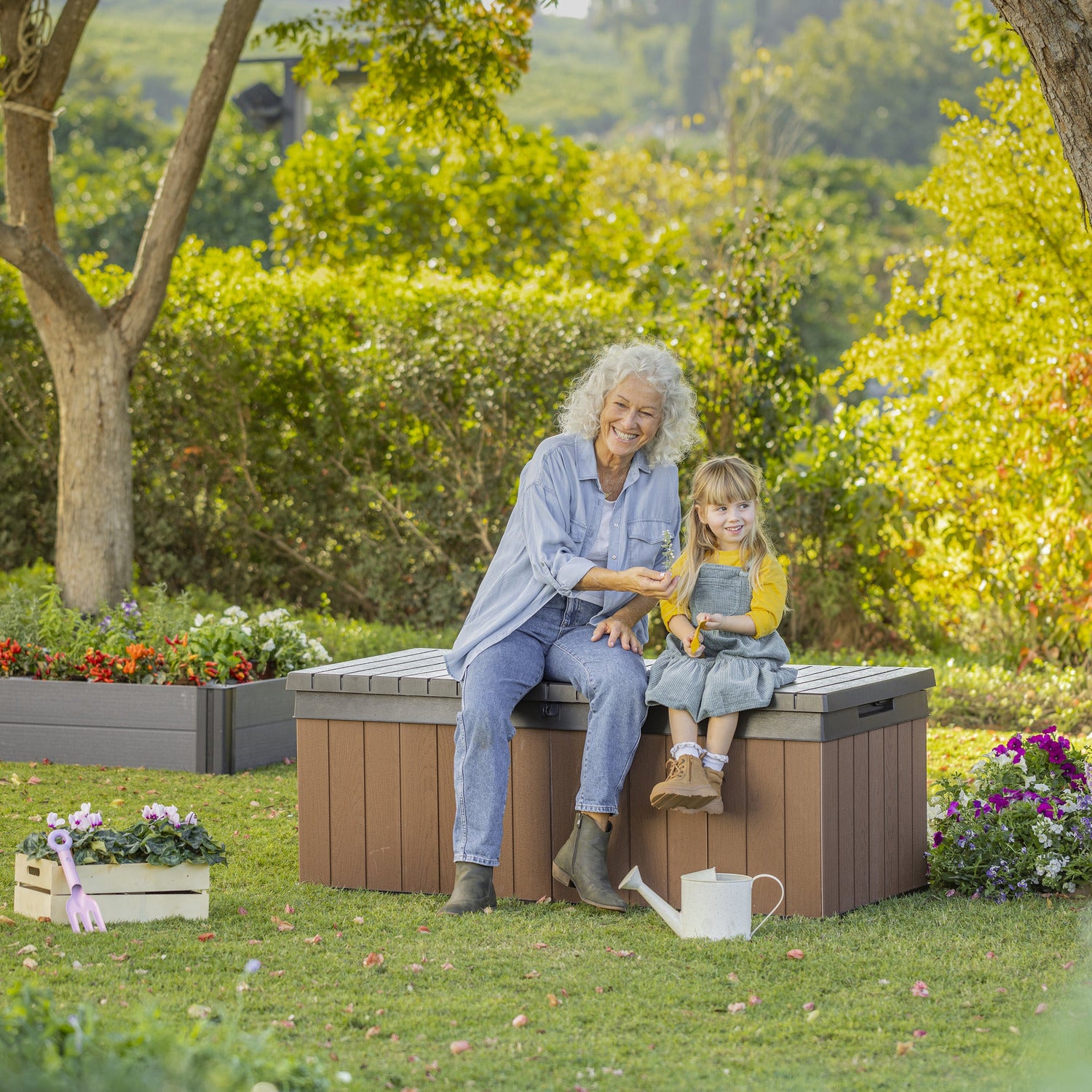 KETER - Box Attrezzi da giardino marrone Darwin 100G - h54,4x143x65,5 cm
